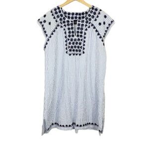 Madison Mathews Embroidered Striped Dress XL